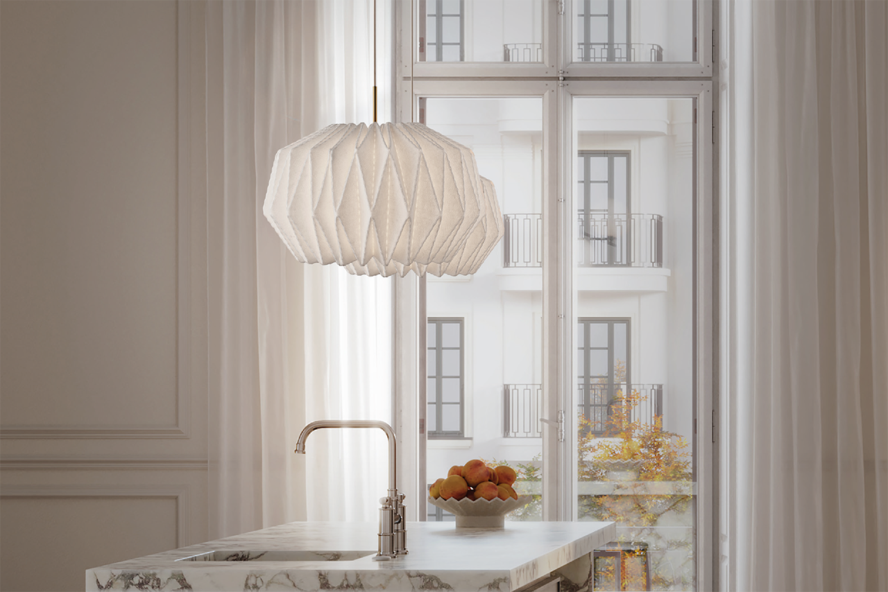 Leklint164 Softlypleated Pendant Medium Felt Lifestyle3