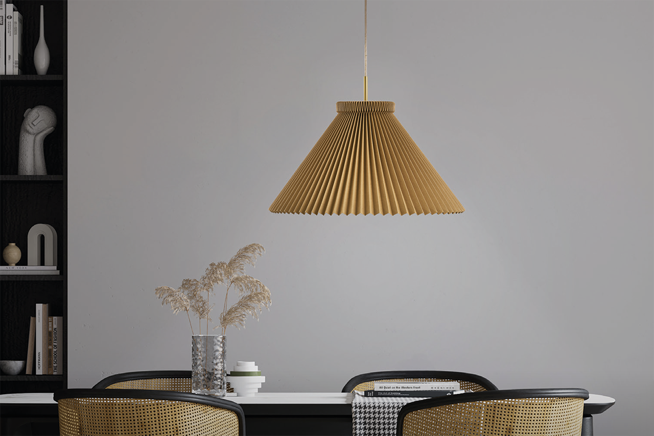 Leklint1 Pendant 30Cm Dijon Paper Brass Hangup Lifestyle2