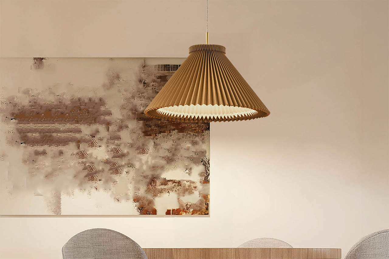 Leklint1 Pendant 30Cm Dijon Paper Brass Hangup Lifestyle