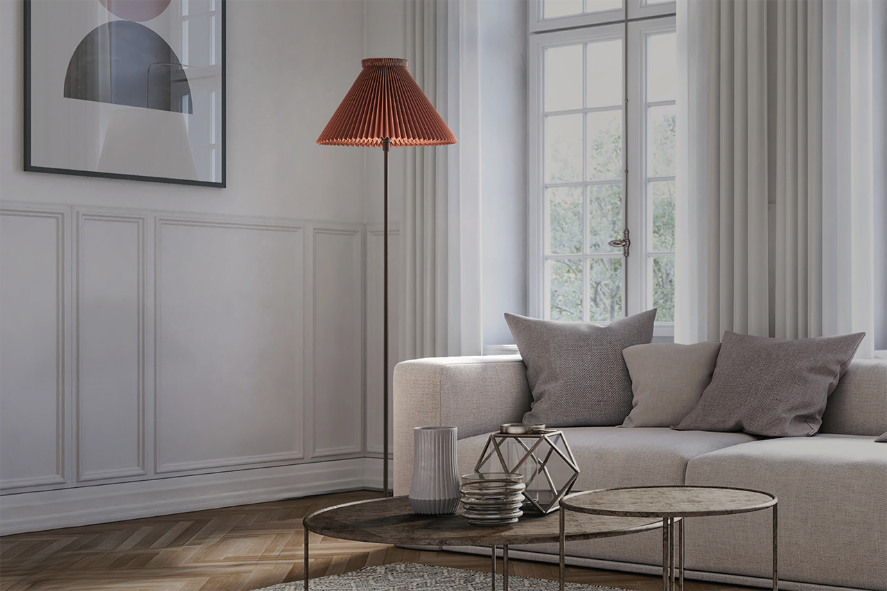 Leklint334h Floorlamp Lampshade1 30Cm Paper Chokolate Lifestyle2